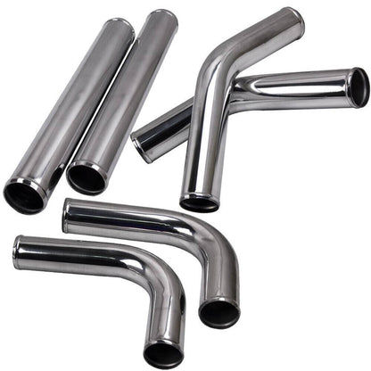 Solidspare 8PCS 2.5" Universal Aluminum Turbo Intercooler Elbow Pipe Kits Silver New