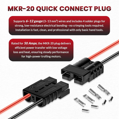 Solidspare 1865107 MKR-20 Quick Connect Plug for Minn Kota Edge, Riptide, Terrova, Fortrex