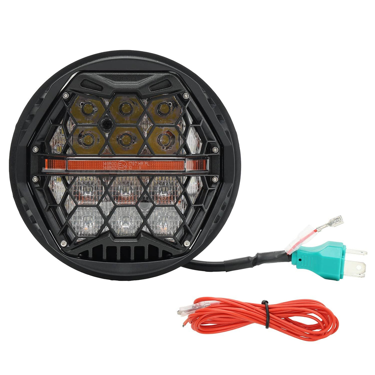 Solidspare 120W 5.75'' Round LED Headlight Hi/Lo Amber DRL For Harley Softail Standard FXST