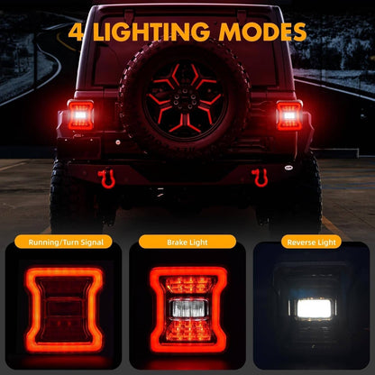 Solidspare Rear Brake Turn Signal Lamps LED Tail Lights For Jeep Wrangler JK JKU 2007-2018