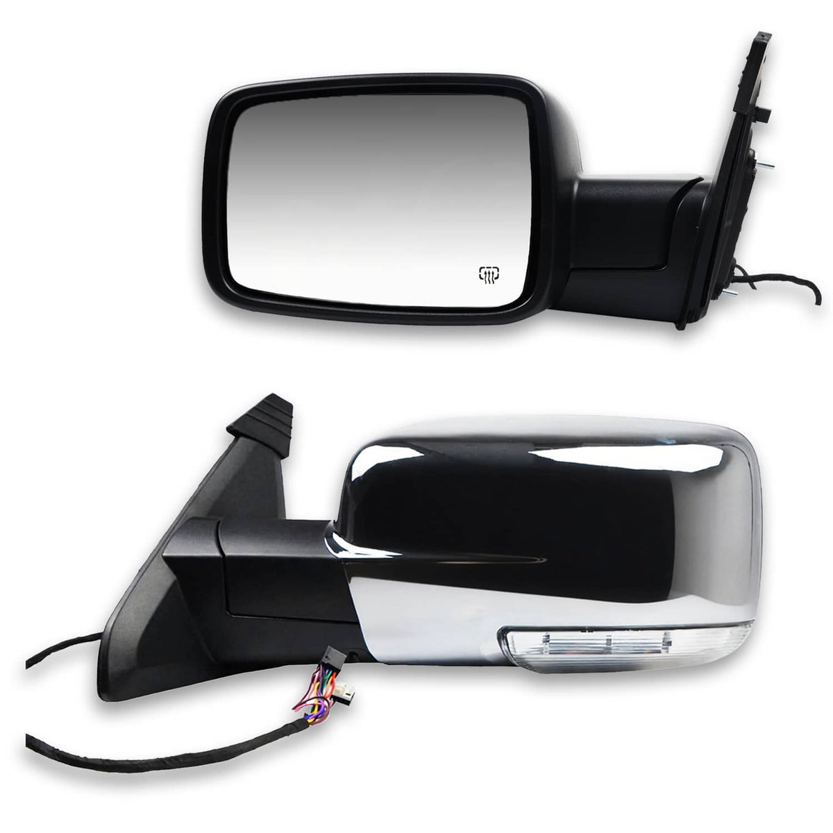 Solidspare 2Pcs For 2013-2019 Ram 1500 Side Mirror Chrome Power Fold Heated Temper Sensor