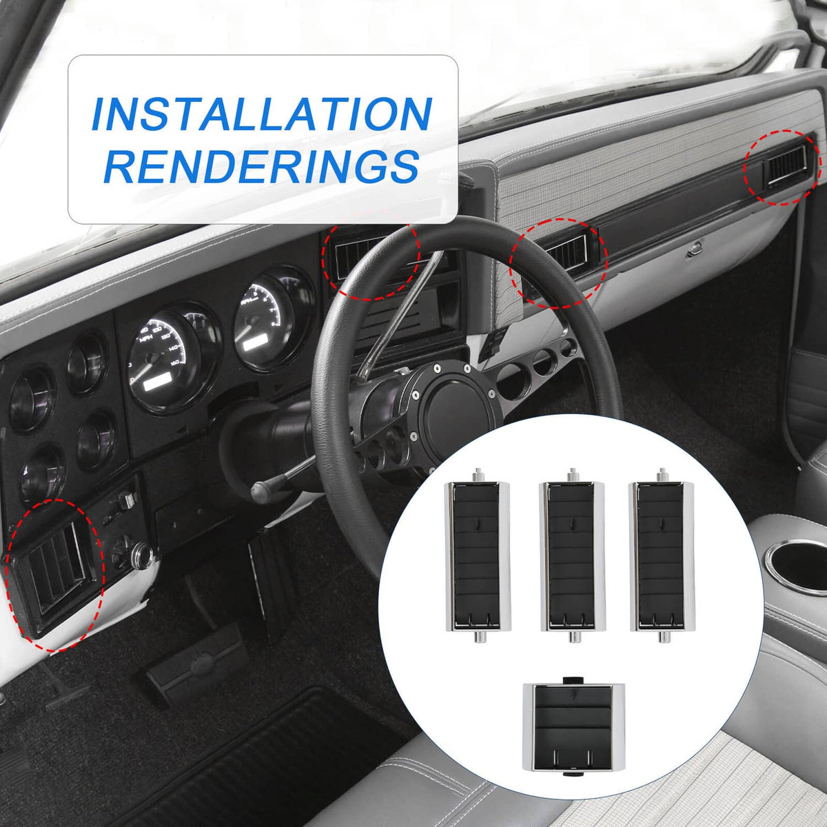 Solidspare For 1973 1974 1975 1976 1977 1978 1979 80 Chevy GMC Truck A/C Dash Vent Set 4pcs