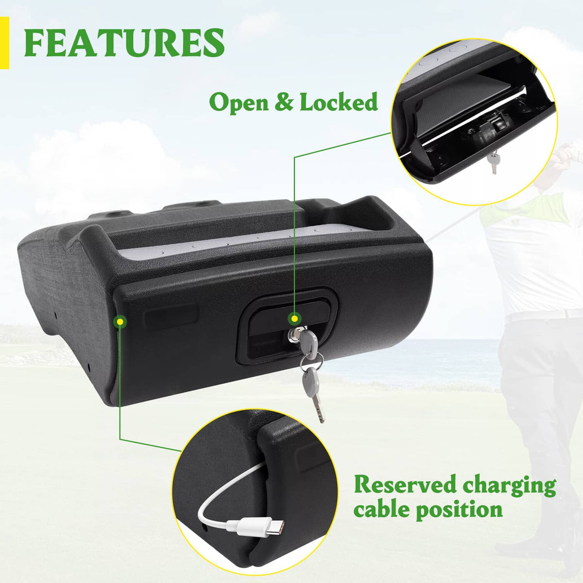 Solidspare For Club Car Onward Tempo 2017-Up Precedent 2011-Up Locking Glove Box Lid