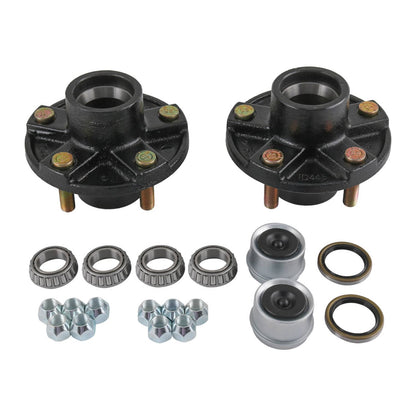Solidspare 2 × Trailer Idler Hub Kits 5 on 4.5" 5 Lugs For 2000 lbs Axle 1-1/16" bearings