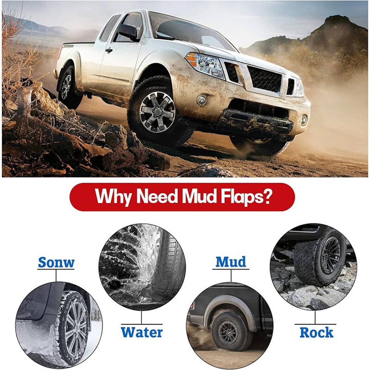 Solidspare 4x Mud Flaps Splash Guards Mudguards For 2005-2022 Nissan Frontier Pickup 4-door