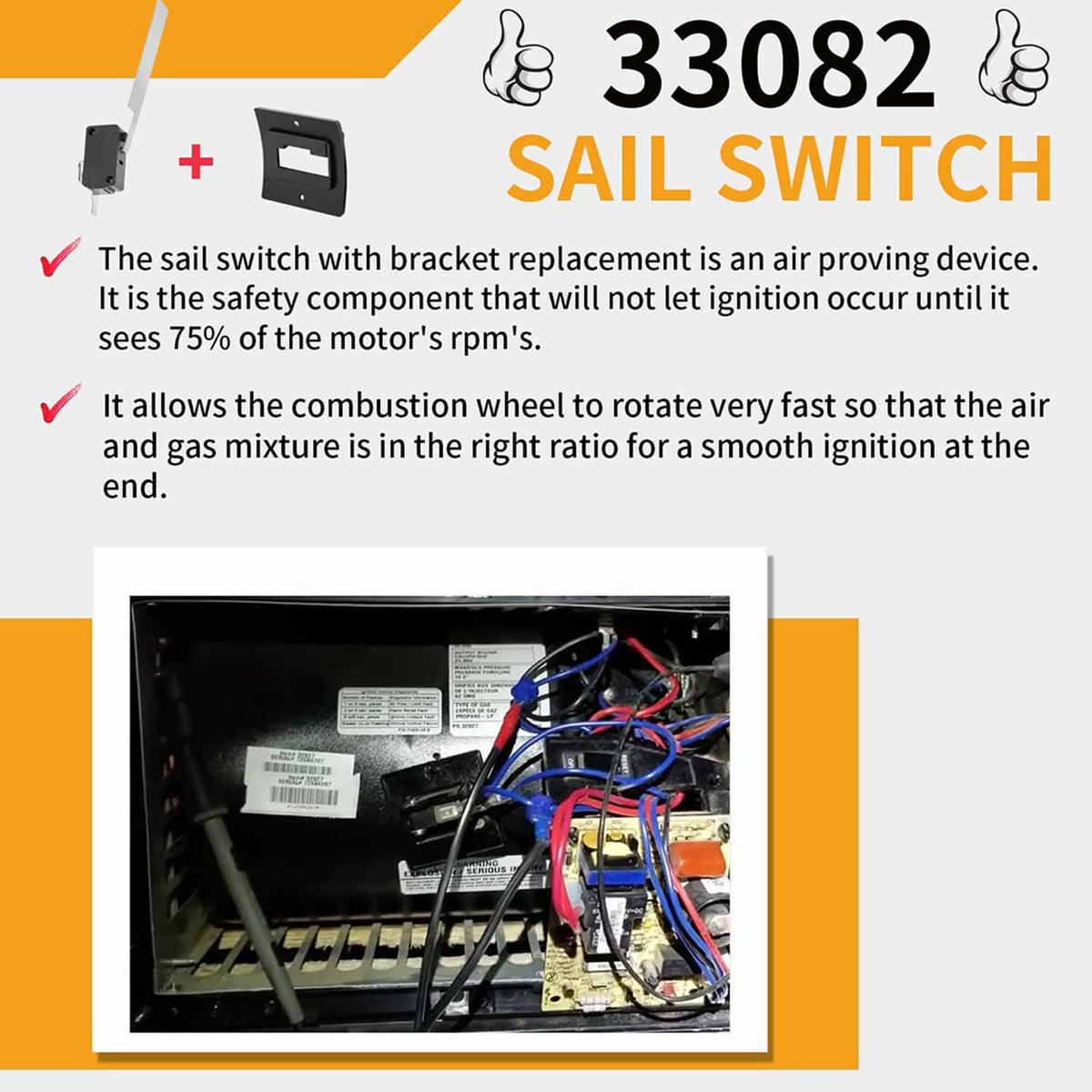 Solid Spare Sail Switch with Bracket Upgrade Kit for RV Furnace Replace Dometic Atwood 33082