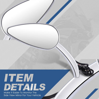 Solidspare 2Pcs Motorcycle Rearview Side Mirrors w/ LED Turn Signals Lights Chrome 8/10mm