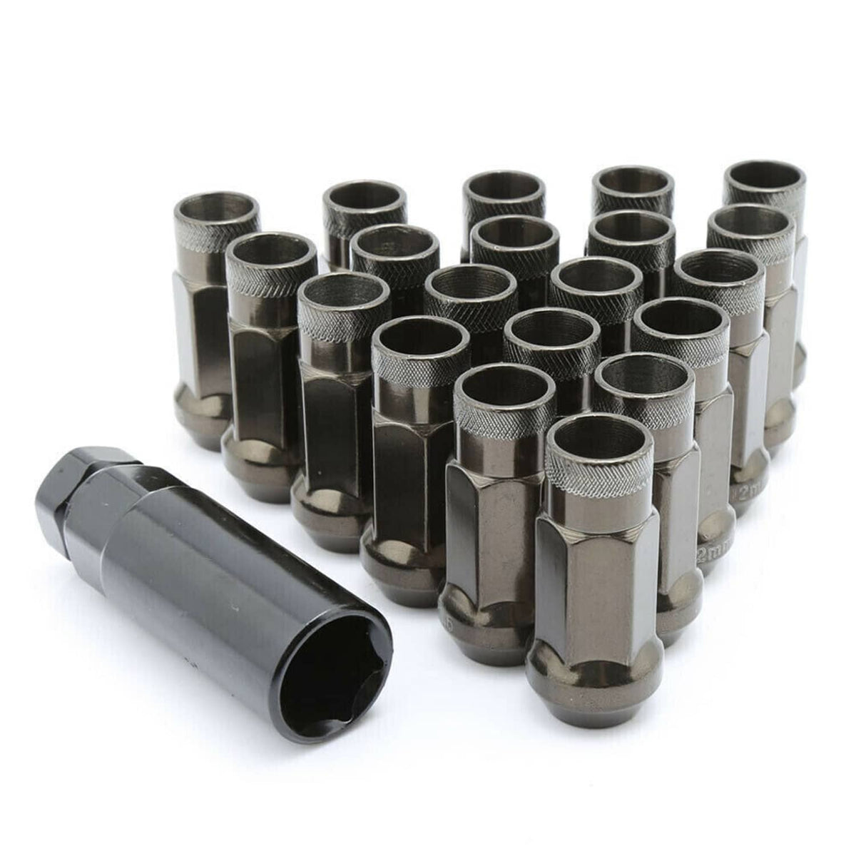 Solidspare Black 20Pcs M12x1.5mm Extended Steel Open Ended wheel Lug Nuts For Toyota Honda