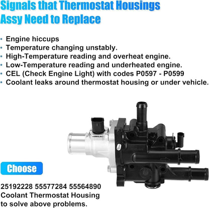 Solidspare Thermostat Assembly Water Outlet for Chevrolet Sonic Cruze Limited 1.8L 25192228