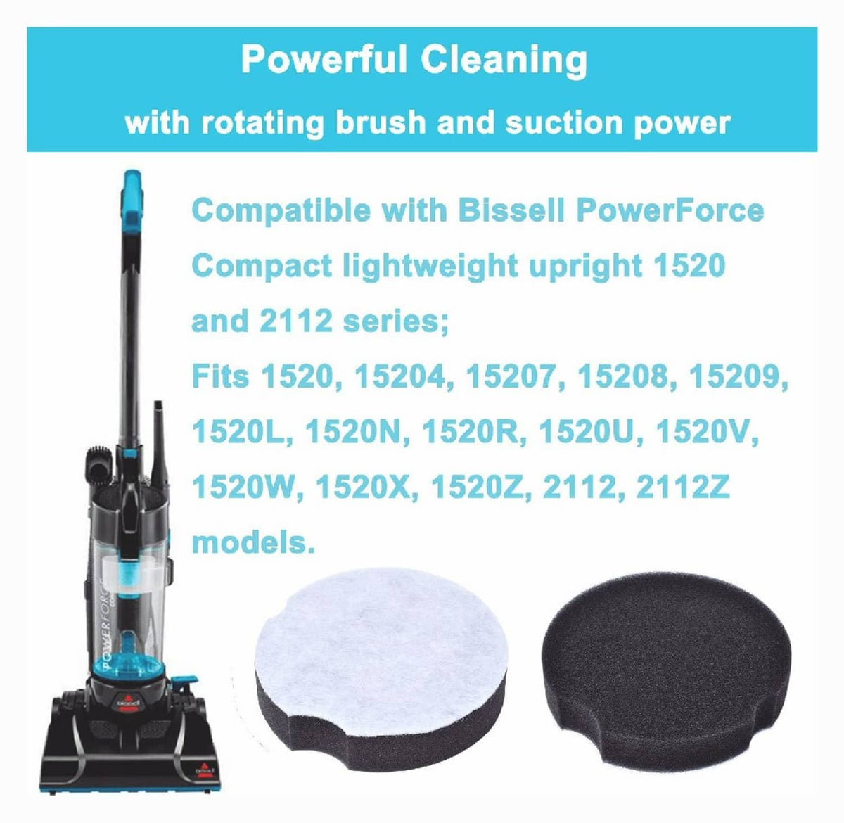 Solid Spare 6PCS Foam Filters For Bissell PowerForce Compact 2112 Series Vacuum 1604896 US