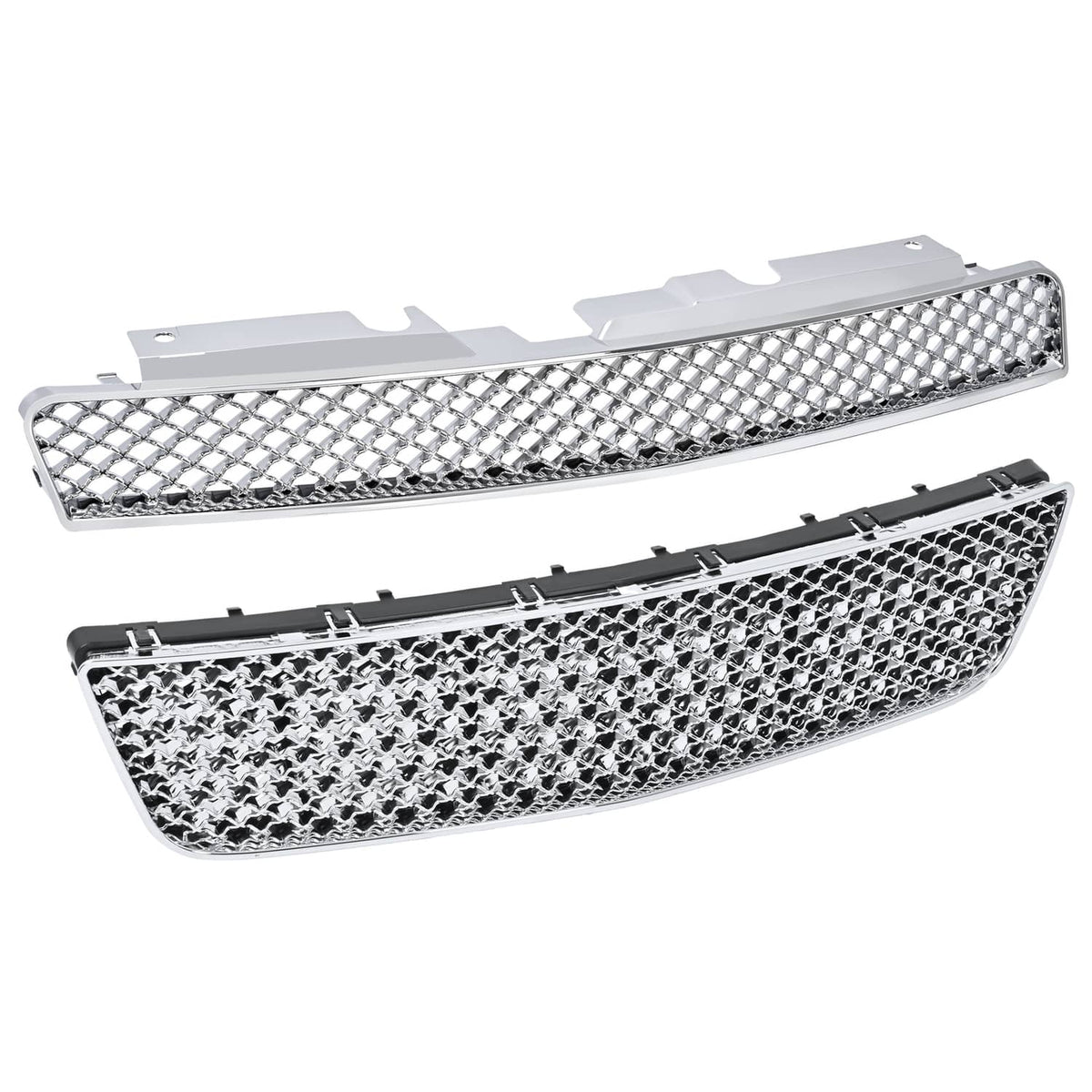 Solid Spare For 06-16 Chevy Impala/Limited Chrome Mesh Style Front Upper+Lower Bumper Grille