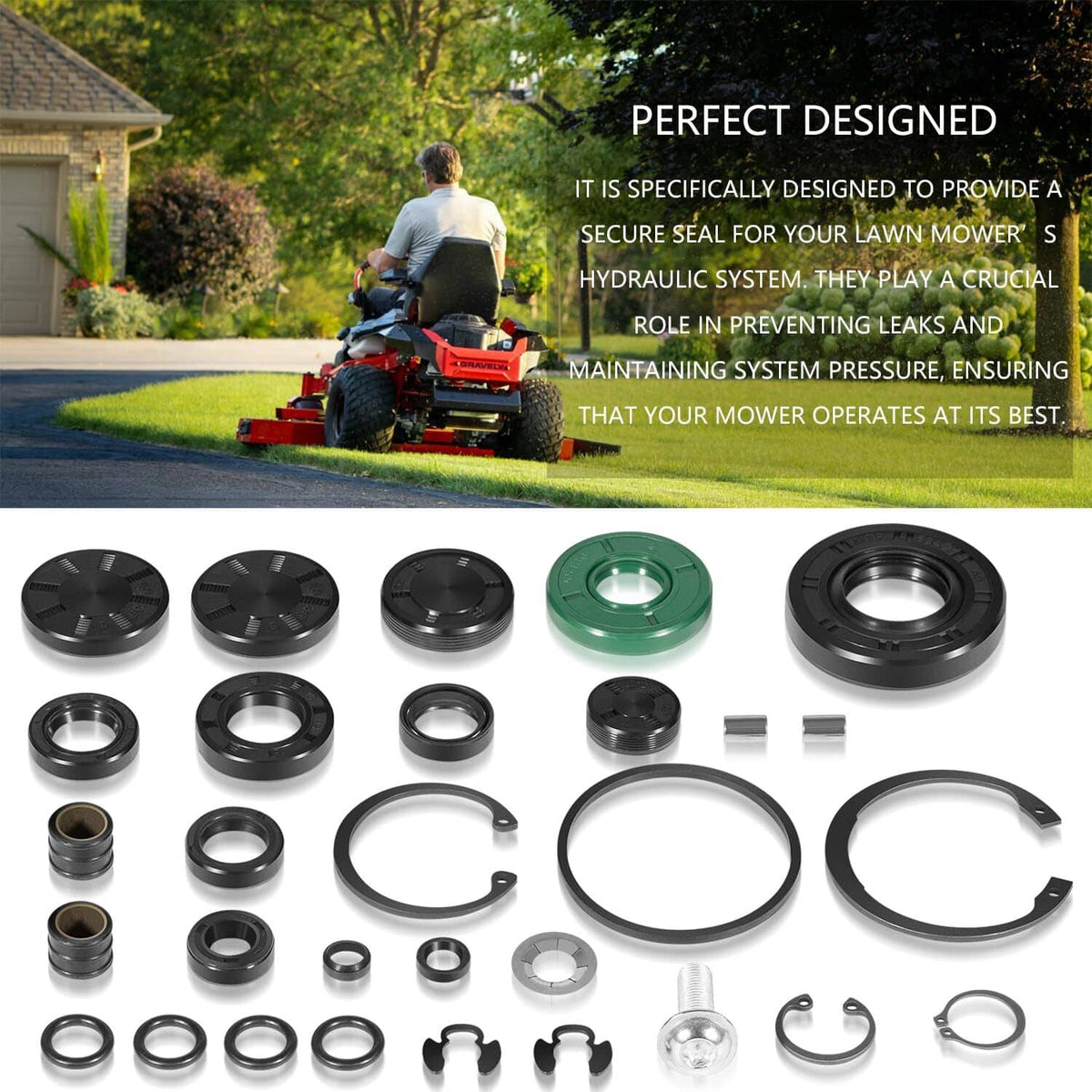 Solid Spare For Hydro-Gear 72994 Gear Transmission Seal Kit For ZT-2800, ZT-3100, ZT-3400