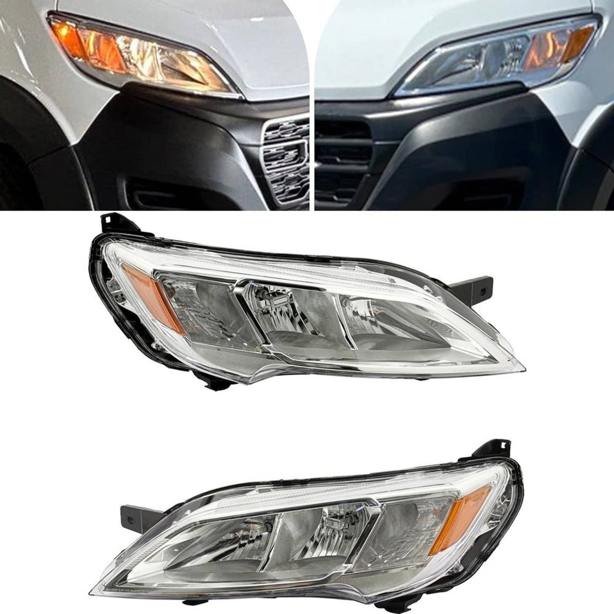 Solidspare Pair Left+Right Halogen Headlights For 2023-2026 Dodge Ram Promaster 1500 2500