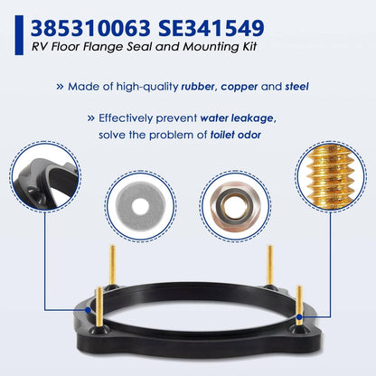 Solidspare 385310063 SE341549 RV Floor Flange Seal and Mounting Kit, Fits Dometic/ Sealand