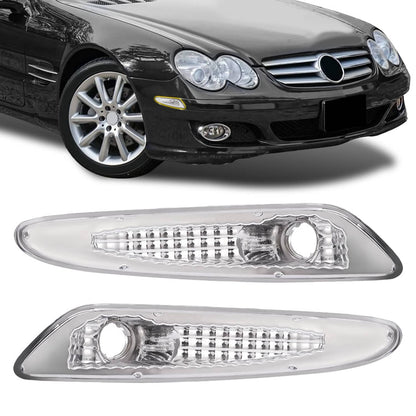 Solid Spare Pair Clear Bumper Side Marker Lights For Mercedes Benz R230 SL Class 2003-2006