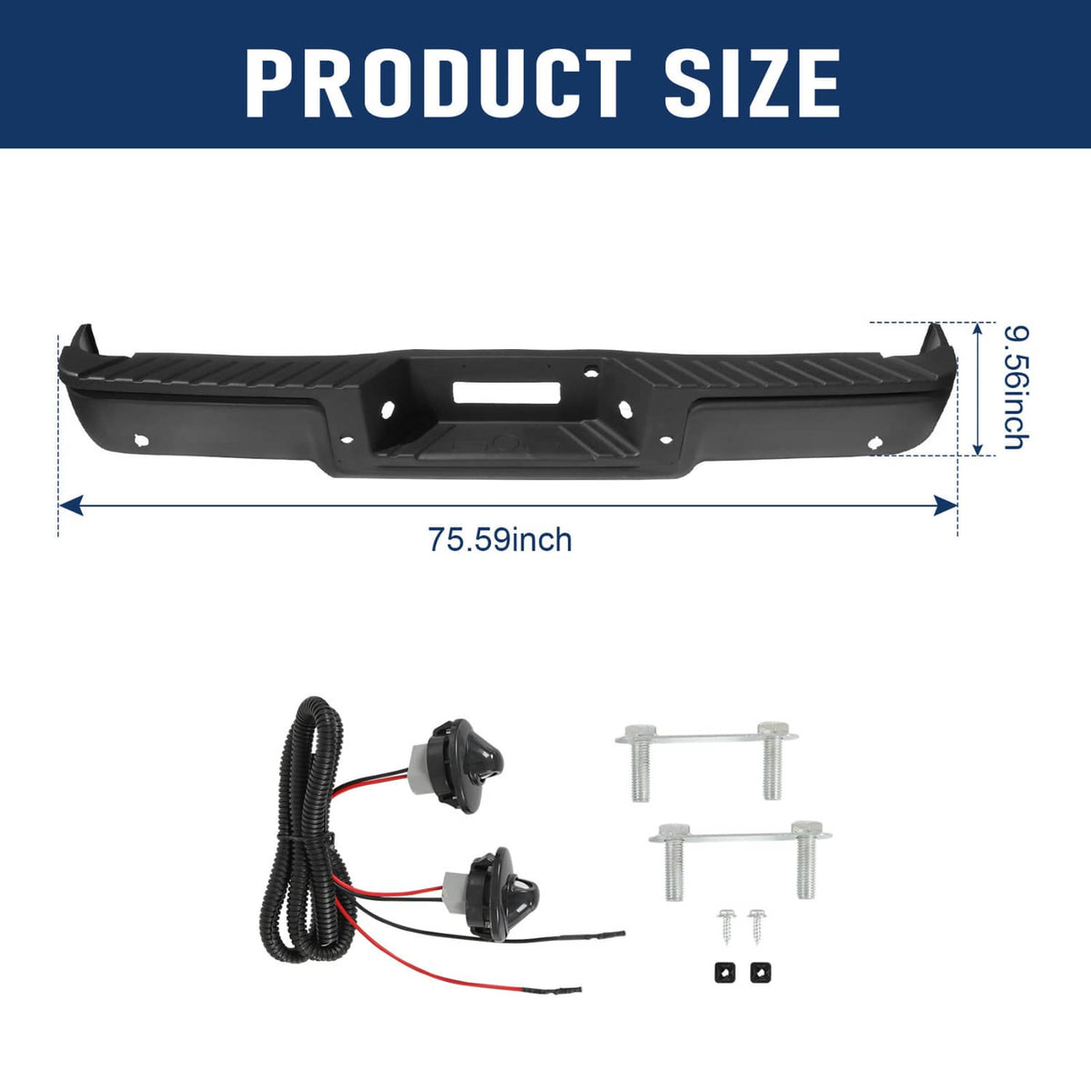 Solidspare Rear Bumper Assembly For Ford F150 2006 2007 2008 Black Step Bumper With Hole
