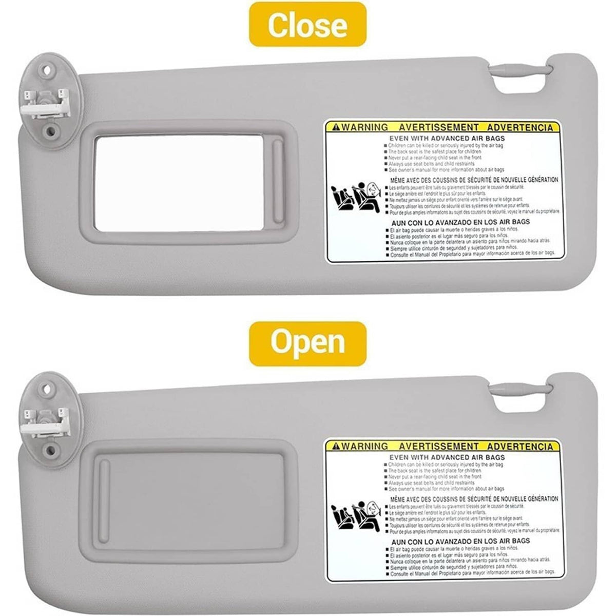 Solidspare Gray Sun Visor W/ Mirror for 2013-18 Toyota RAV4 74320-42595-B1 Left Driver Side