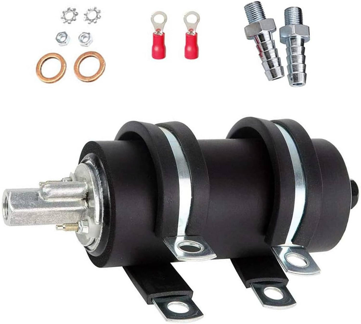 Solidspare Universal 12V High Flow & Pressure External Inline 255LPH Fuel Pump GSL392 Set