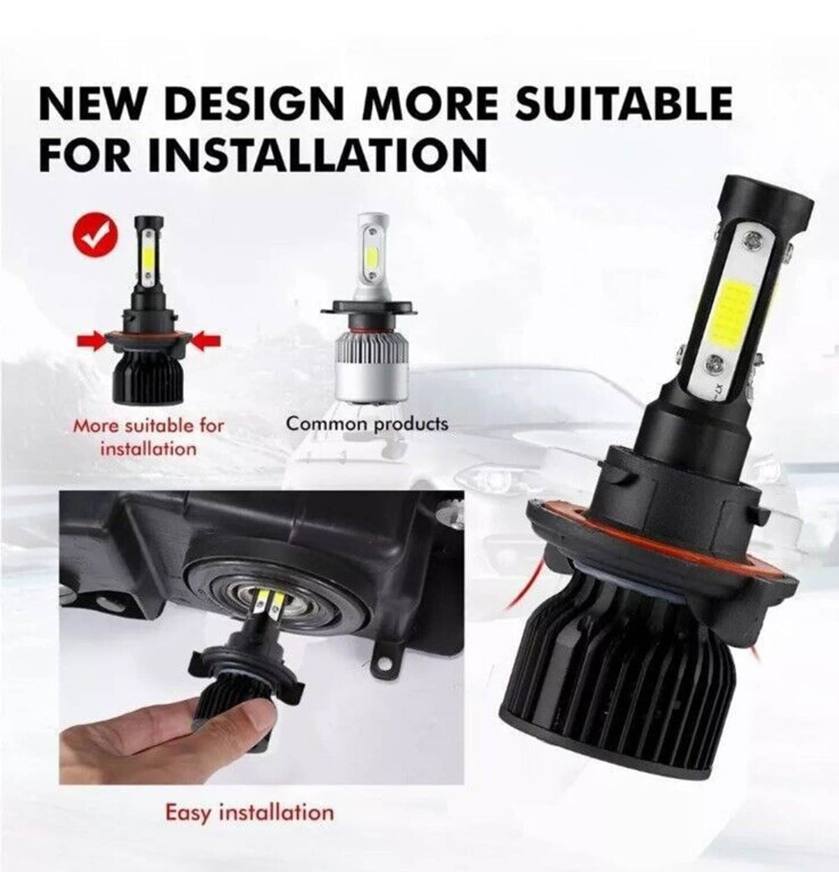 Solidspare 4-Sides H13 9008 LED Headlight Bulb for 2004-2014 Ford F-150 High Low Beam 6000K
