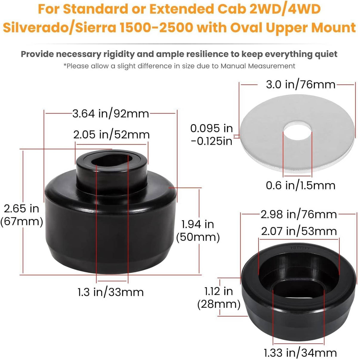 Solidspare 7-141 Body Cab Mount Bushing Kit For 1999-2014 Chevy Silverado 1500 GMC Sierra