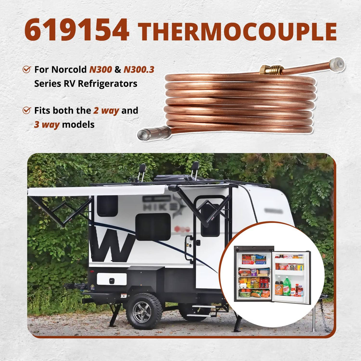 Solidspare For Norcold 619154 N300 Series Refrigerator Replacement Thermocouple 2 Way 3 Way