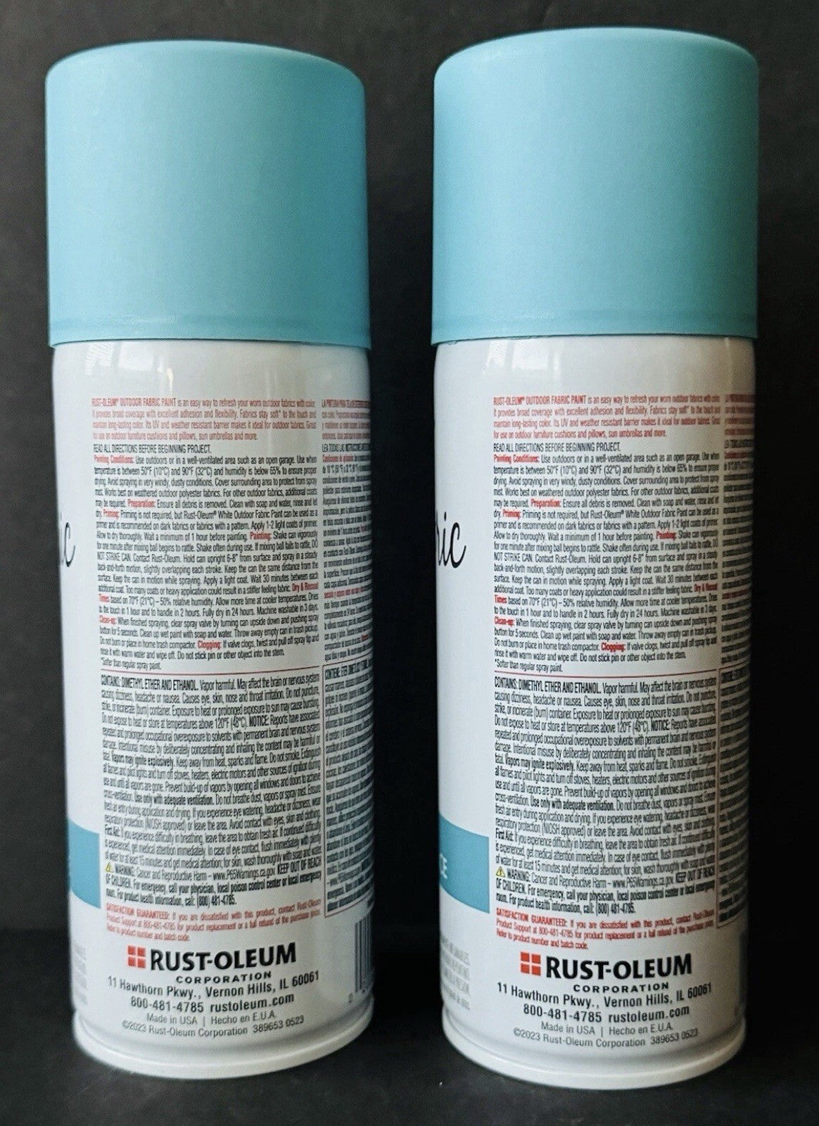 2 Pack Rust-Oleum 358842 Outdoor Fabric Paint "TURQUOISE", 12oz