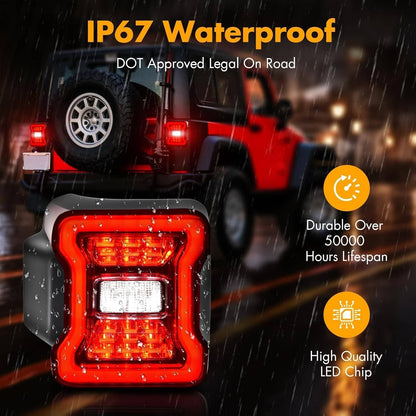 Solidspare Rear Brake Turn Signal Lamps LED Tail Lights For Jeep Wrangler JK JKU 2007-2018