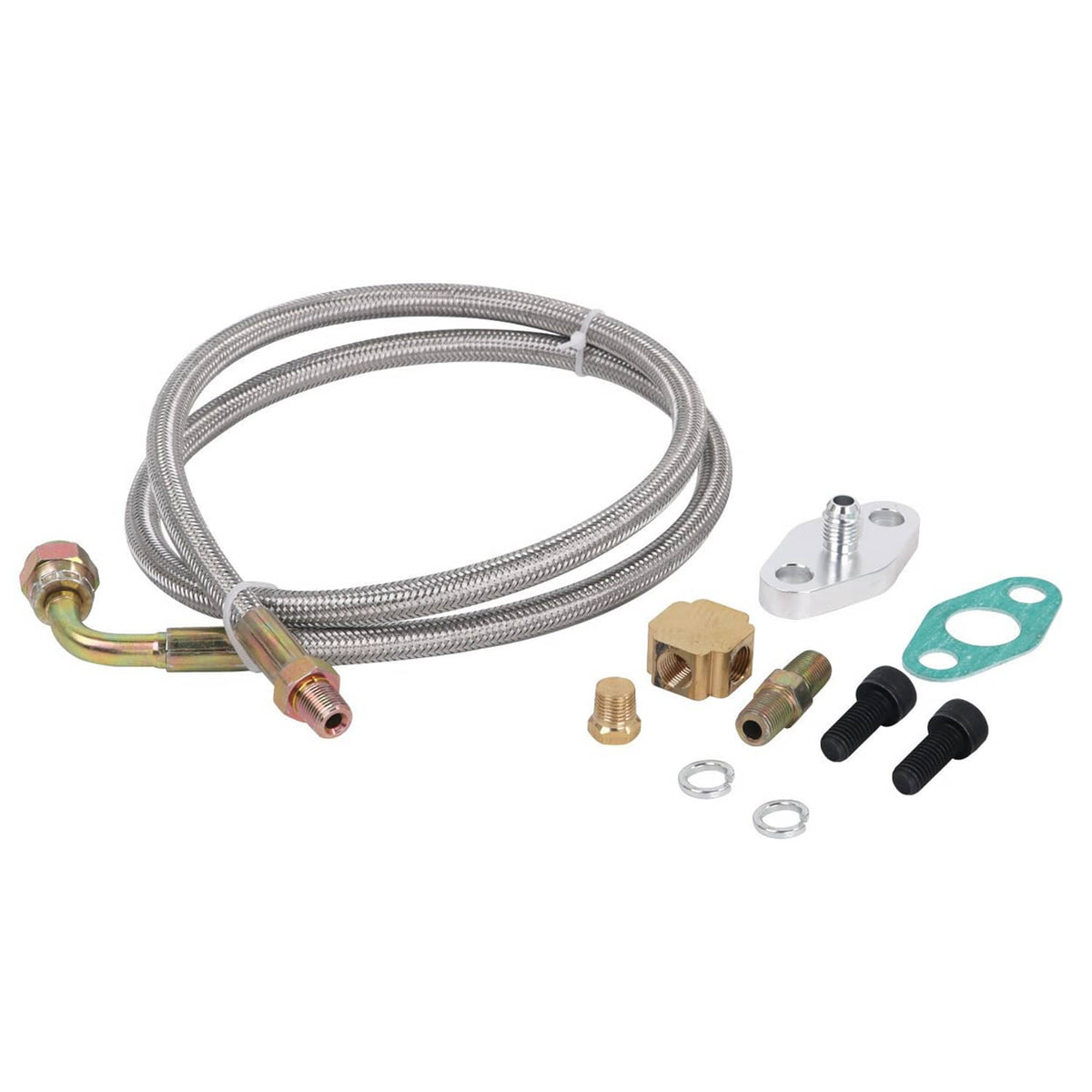 Solidspare 41" Turbo Oil Feed Line Kits For T3 T4 T60 T61 T70 1/8 PNT 90 Degree AN4