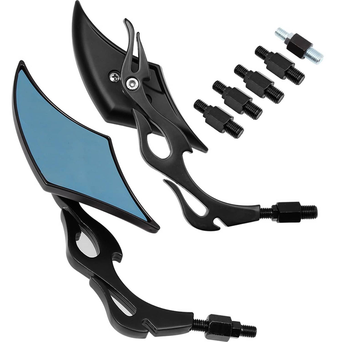 Solidspare Motorcycle Black Blade Rear view Mirrors For Harley Cruiser Bobber Chopper Honda