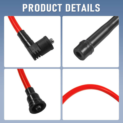 Solidspare JDMSPEED RED 10.5MM SPARK PLUG WIRE SET FIT 1998-2002 HONDA ACCORD 2.3L DX LX EX
