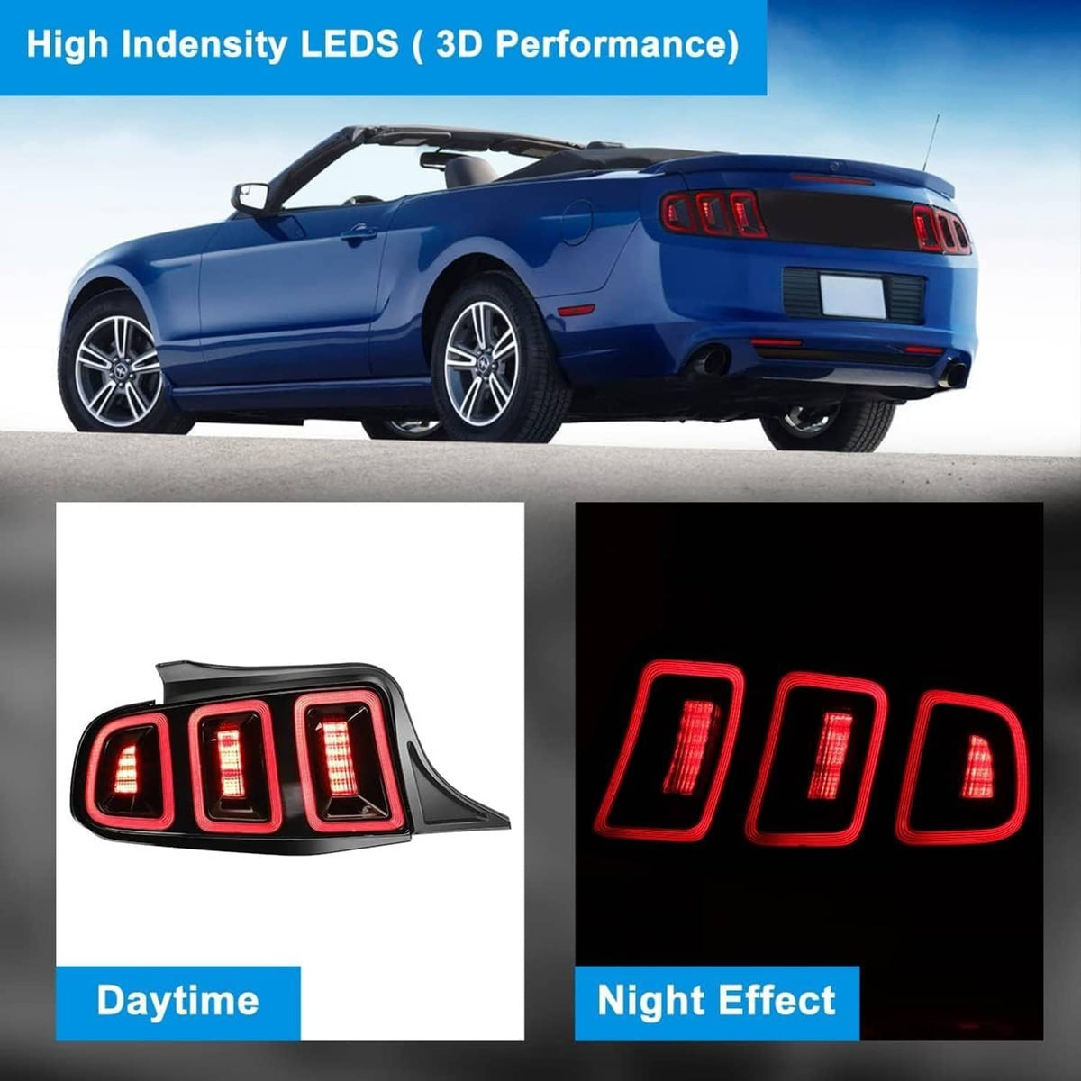 Solidspare Tail Lights Black Brake Lamps For 2010-2014 Ford Mustang Full LED w/ Sequential