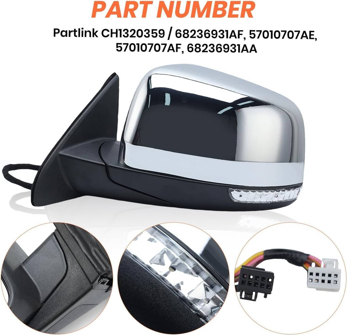 Solidspare Driver Side Mirror w/ Manual Folding Blind Spot For 2011-22 Jeep Grand Cherokee