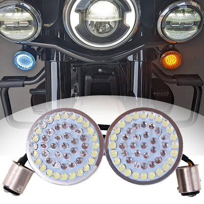 Solidspare Front 2" Led Turn Signal Light 1157 Bulb For Harley Touring Road Glide Limited