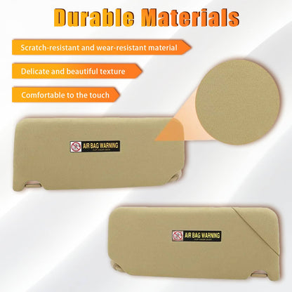 Solidspare 2Pcs Tan Sun Visor w/ Light & Mirror 83280-TA5-A51ZA For 2008-2017 Honda Accord
