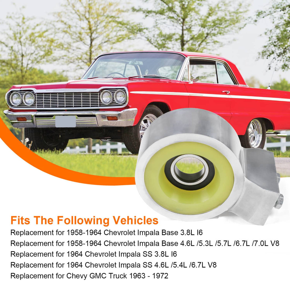 Solidspare Heavy Duty Aluminum Poly Driveshaft Carrier Bearing For 58-1964 Chevy Impala