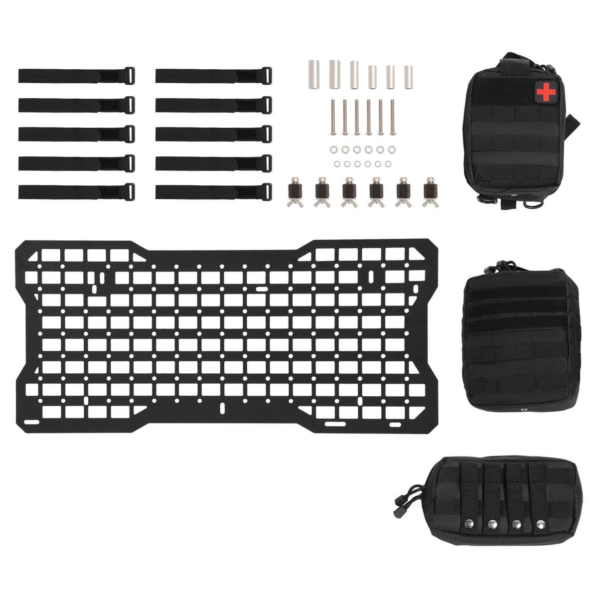 Solid Spare For Jeep Wrangler JK 07-22 Aluminium Tailgate Tactical Molle Panel W/Storage Bag