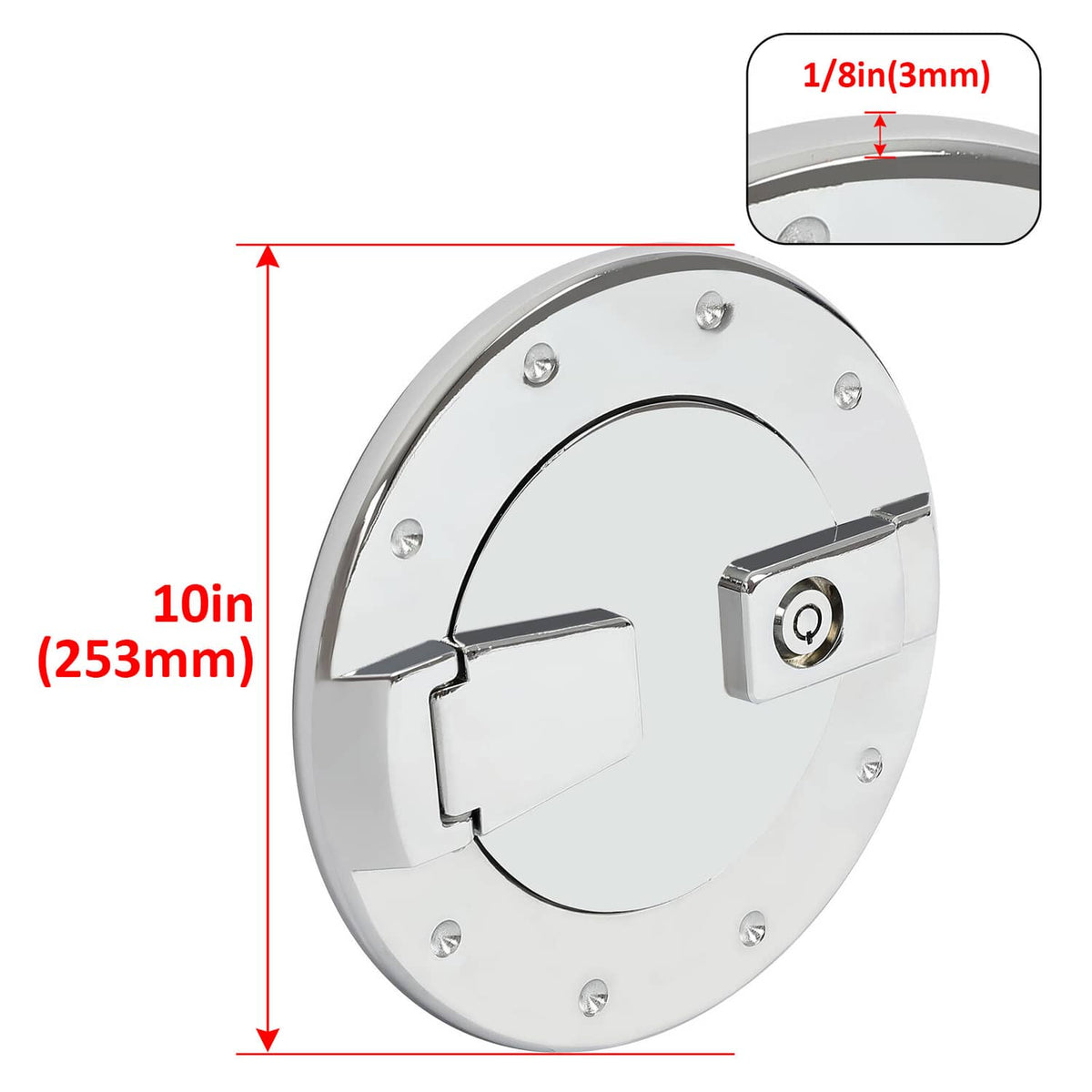 Solid Spare For Hummer H2 2003-2009 Locking Fuel Door Gas Tank Cap Cover Aluminum Chrome