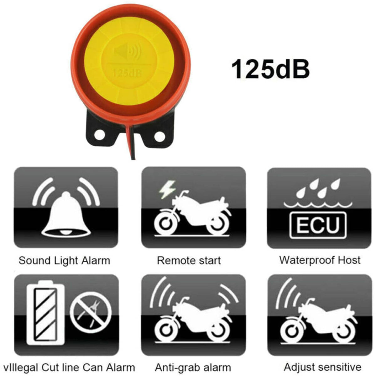Solidspare US Racing Scooter Security Alarm System Anti-theft Remote Control Engine Start