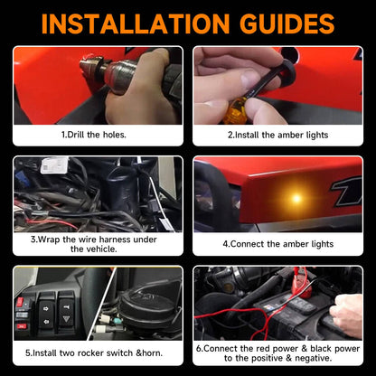 Solidspare UTV Horn Set LED Turn Signal Light & Switch for Polaris Can-Am CFMOTO Kawasaki
