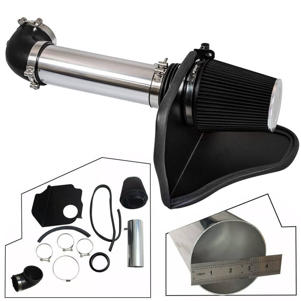 Solidspare Cold Air Intake Kit & Heat Shield for 2005-2010 Dodge Chrysler HEMI 5.7L 6.1L V8