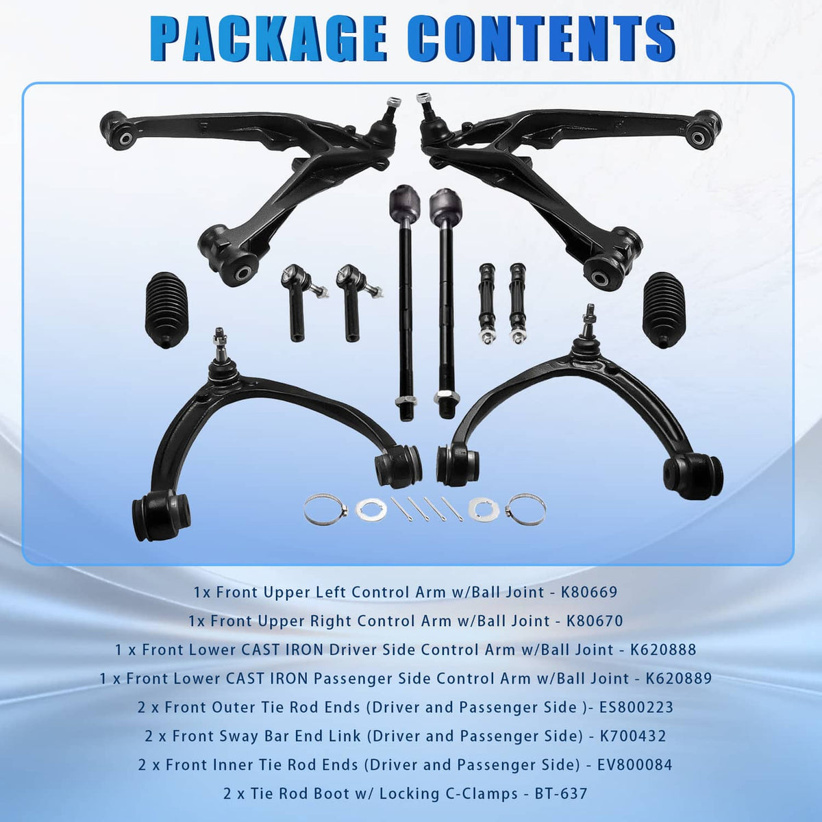 Solidspare 12Pcs Front Upper Lower Control Arm Set for 2007-13 Escalade Chevy Silverado GMC