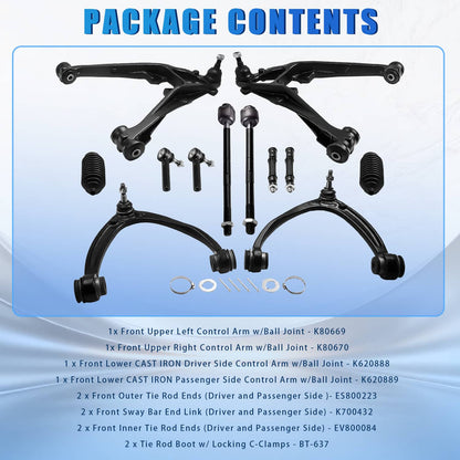 Solidspare 12Pcs Front Upper Lower Control Arm Set for 2007-13 Escalade Chevy Silverado GMC