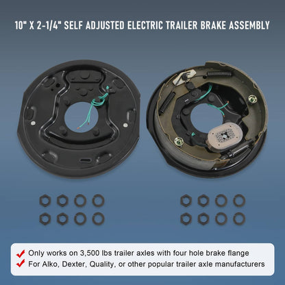 Solidspare 5 on 4.5 Trailer Hub Drum with Electric brakes 10"X2-1/4" Kits For 3500 lbs axle