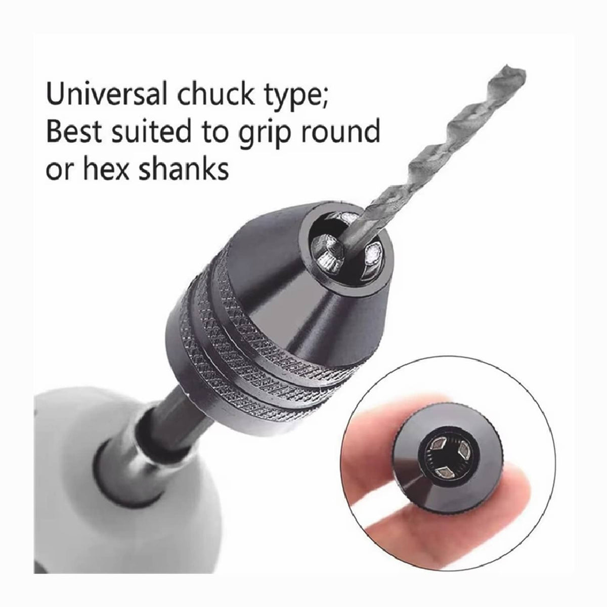 Solid Spare 4Pcs 1/4"Hex Shank Keyless Drill Chuck Adapter Bit Change Converter Driver Black