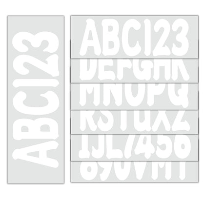 Solid Spare Boat numbers and letters Decal Sticker Four Sets of A-Z Four Sets of 0-9 White