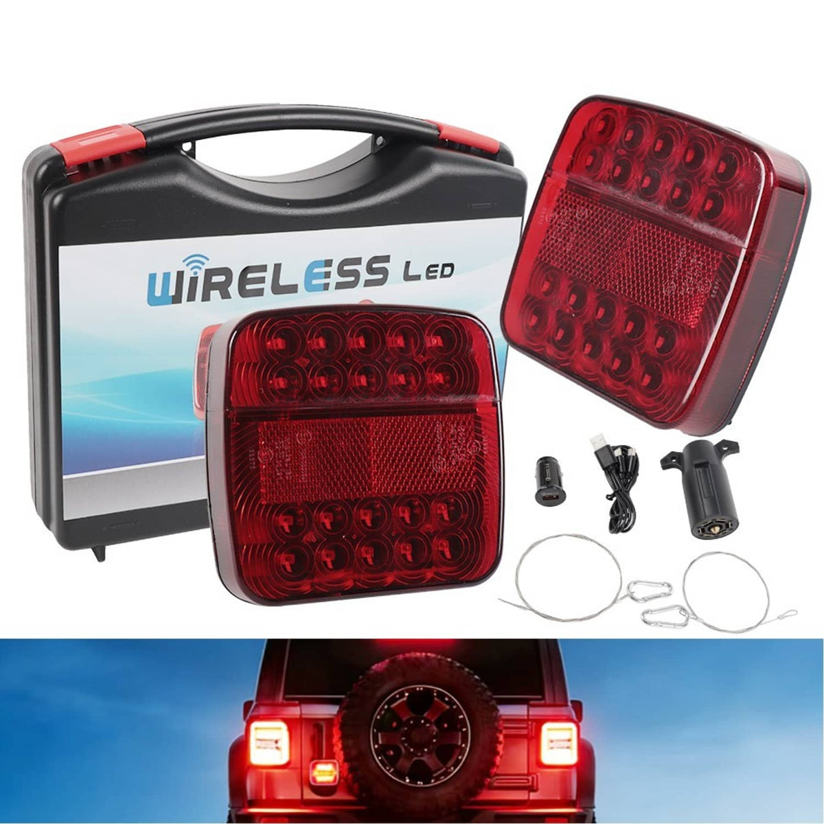 Solidspare Wireless Magnetic Trailer Lights – Rechargeable LED TailLight Kit For Trailer