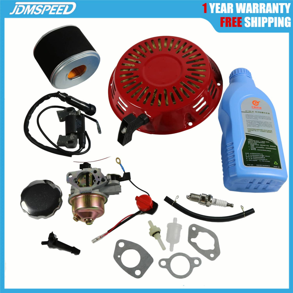 Solidspare For Honda GX270 GX240 Recoil Carburetor Spark Plug Ignition Coil Air Filter Kit