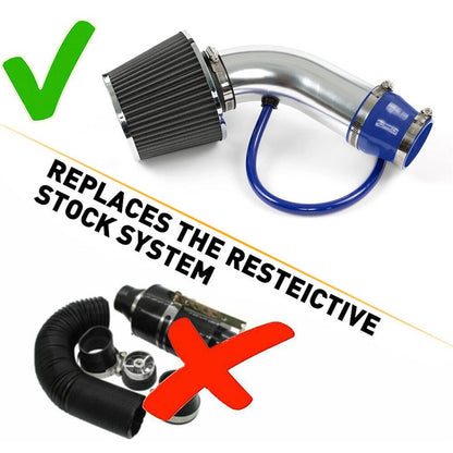 Solidspare 3" Car Cold Air Intake Filter Induction Kit Pipe Flow Hose System 76mm Alumimum