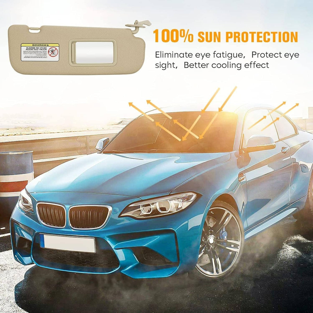 Solidspare Right Passenger Side Sun Visor with Mirror for Hyundai Elantra 2011-2015 Beige