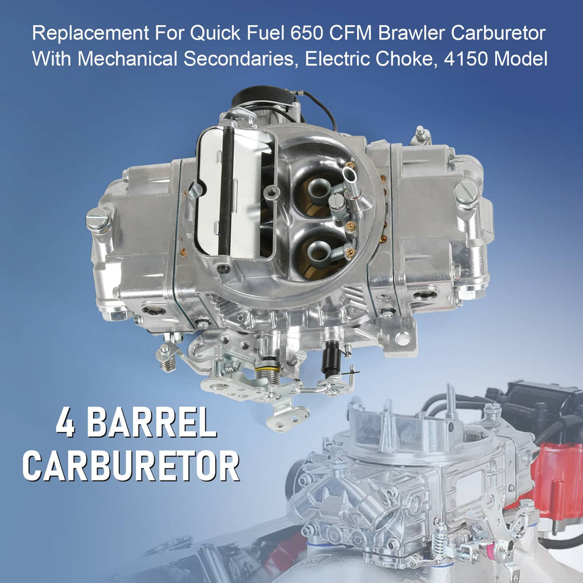 Solidspare For 650 CFM Brawler Double-Pumper Carburetor Electric Choke 4 Barrel BR-67255